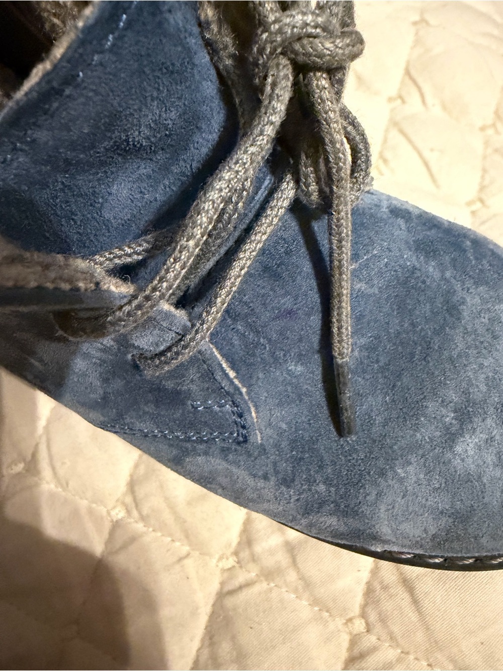 Kids Blue Suede Winter Boots with Faux Fur Lining - Picture 6 of 8